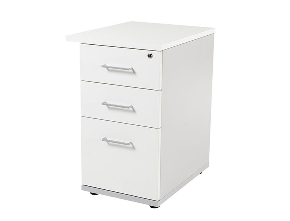 CAJONERA ROCADA CON TRES CAJONES SERIE STORE 60X50X72 CM ACABADO AN04 GRIS/BLANCO
