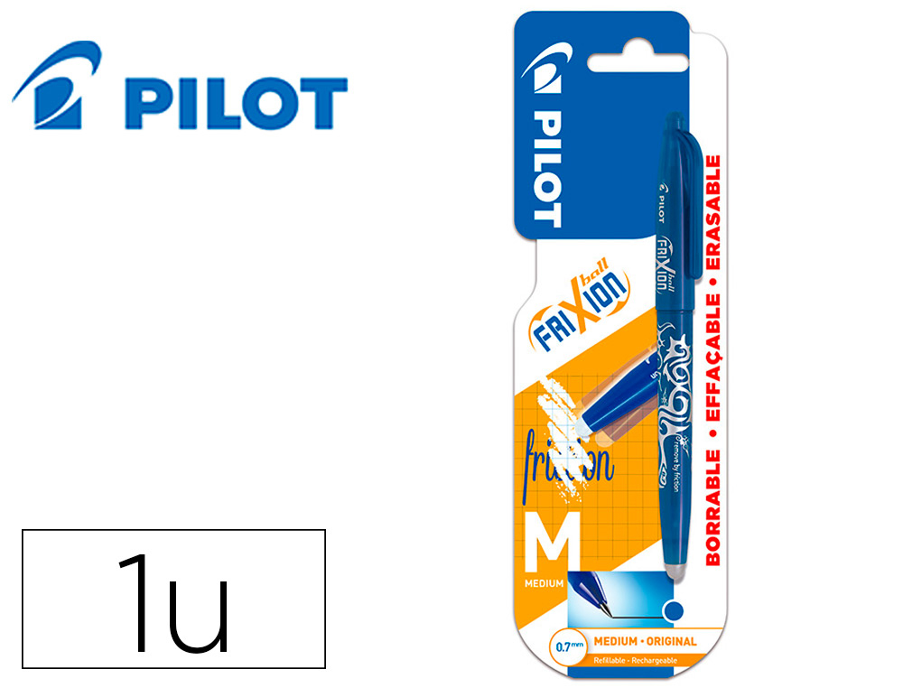 BOLIGRAFO PILOT FRIXION BALL BORRABLE 0,7 MM PUNTA MEDIA AZUL EN BLISTER
