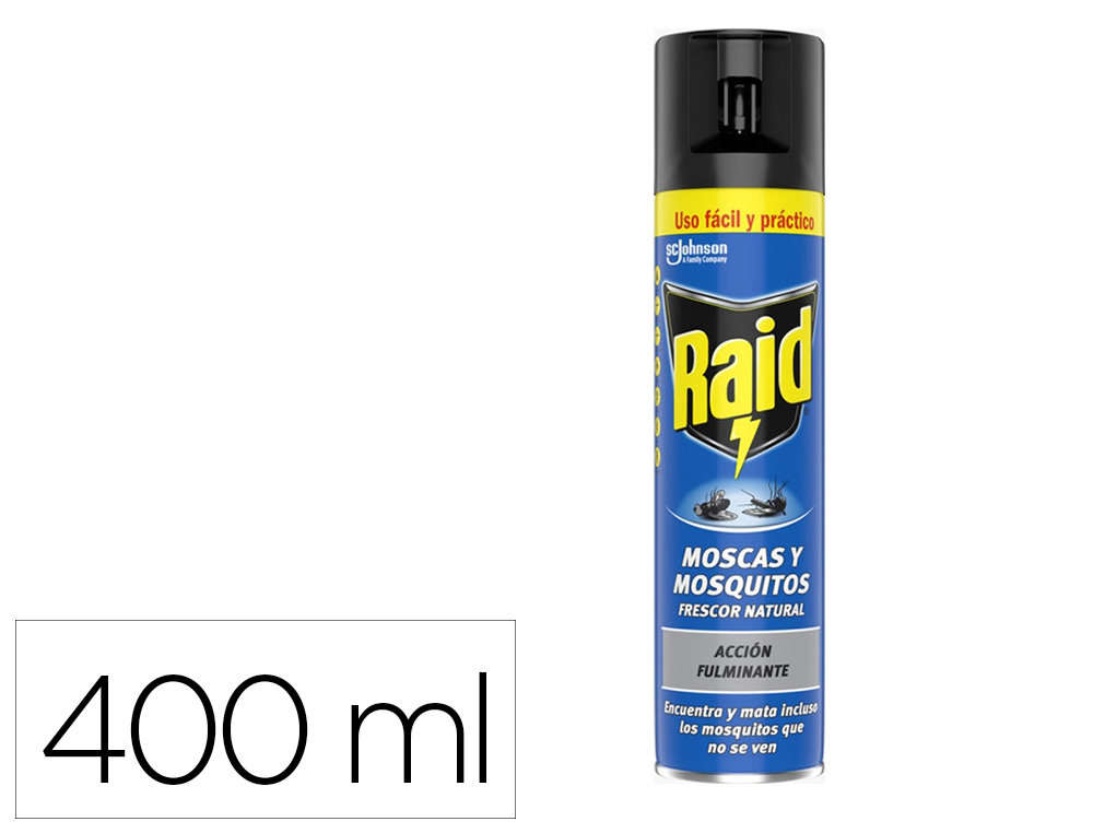 INSECTICIDA RAID SPRAY MOSCAS Y MOSQUITOS FRESCOR NATURAL BOTE DE 400 ML