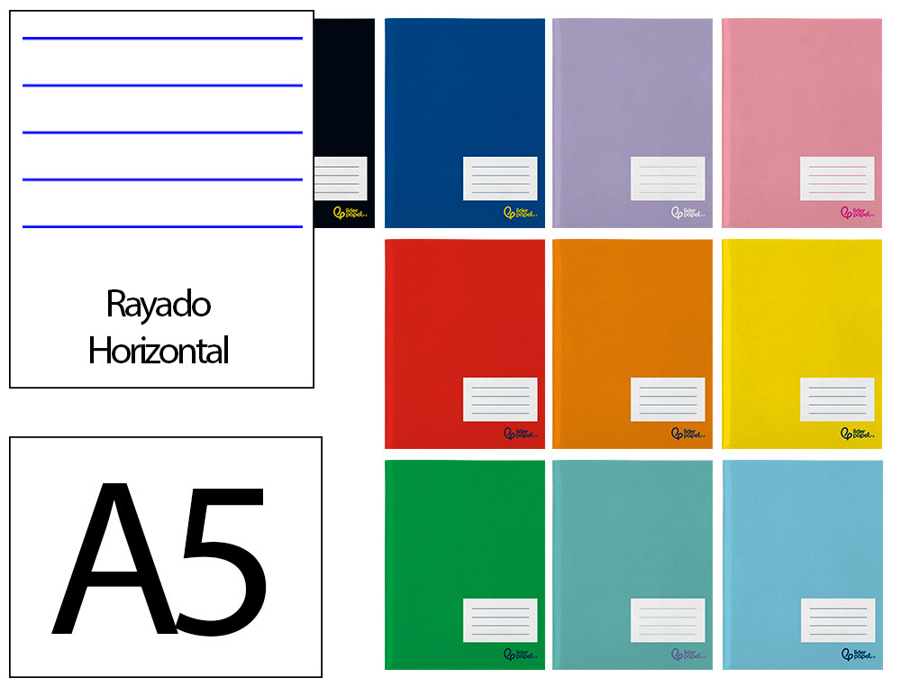 LIBRETA LIDERPAPEL SMART A5 PLUS 48 HOJAS 75G/M2 HORIZONTAL DOBLE MARGEN COLORESURTIDOS