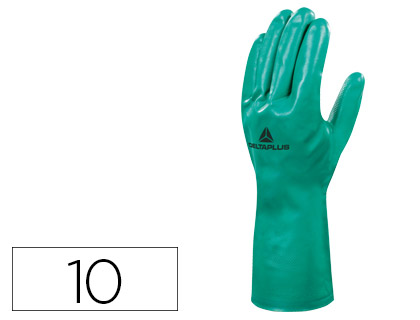 GUANTES DELTAPLUS TRATADO EN NITRILO FLOCADO DE ALGODON ESPECIAL PARA TRABAJOS CON LIQUIDOS QUIMICOS TALLA 10
