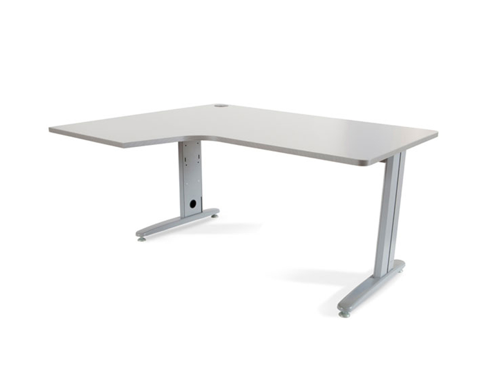 MESA ROCADA SERIE METAL 180X120 CM IZQUIERDA ACABADO AC02 GRIS