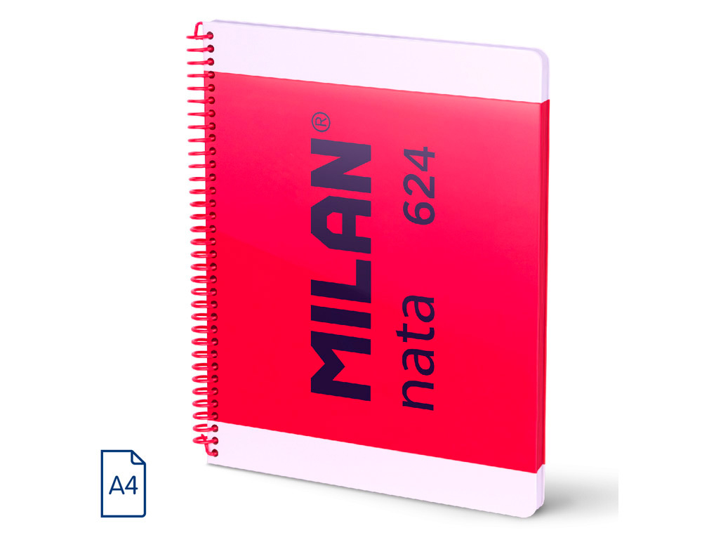 CUADERNO ESPIRAL MILAN SERIE NATA 624 SINCE 1918 DIN A4 TAPA DURA 80 HOJAS 95 GR CUADRO 5 MM COLOR ROSA