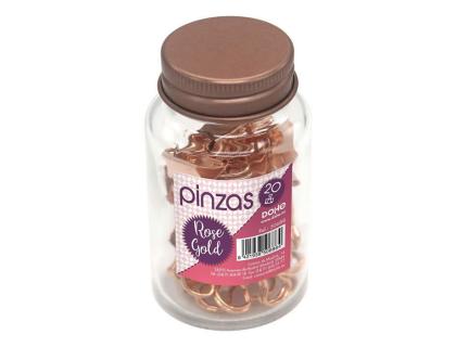 PINZA METALICA DOHE 19 MM ORO ROSA BOTE DE CRISTAL DE 20 UNIDADES