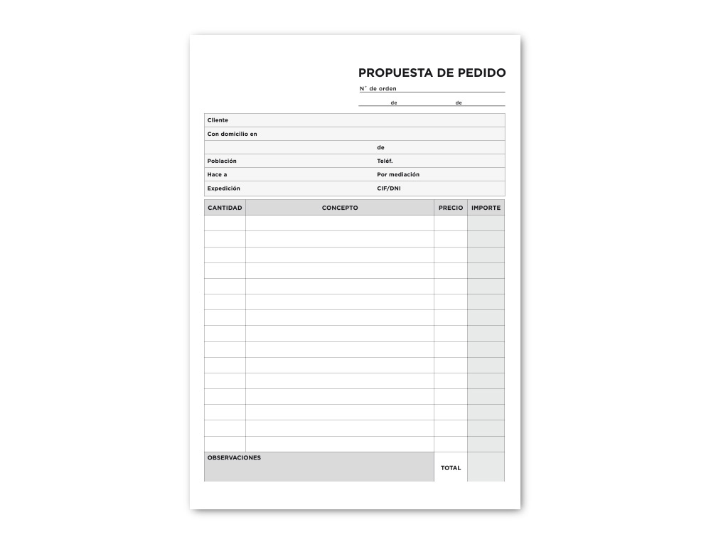 TALONARIO LIDERPAPEL PEDIDOS CUARTO ORIGINAL Y COPIA T222
