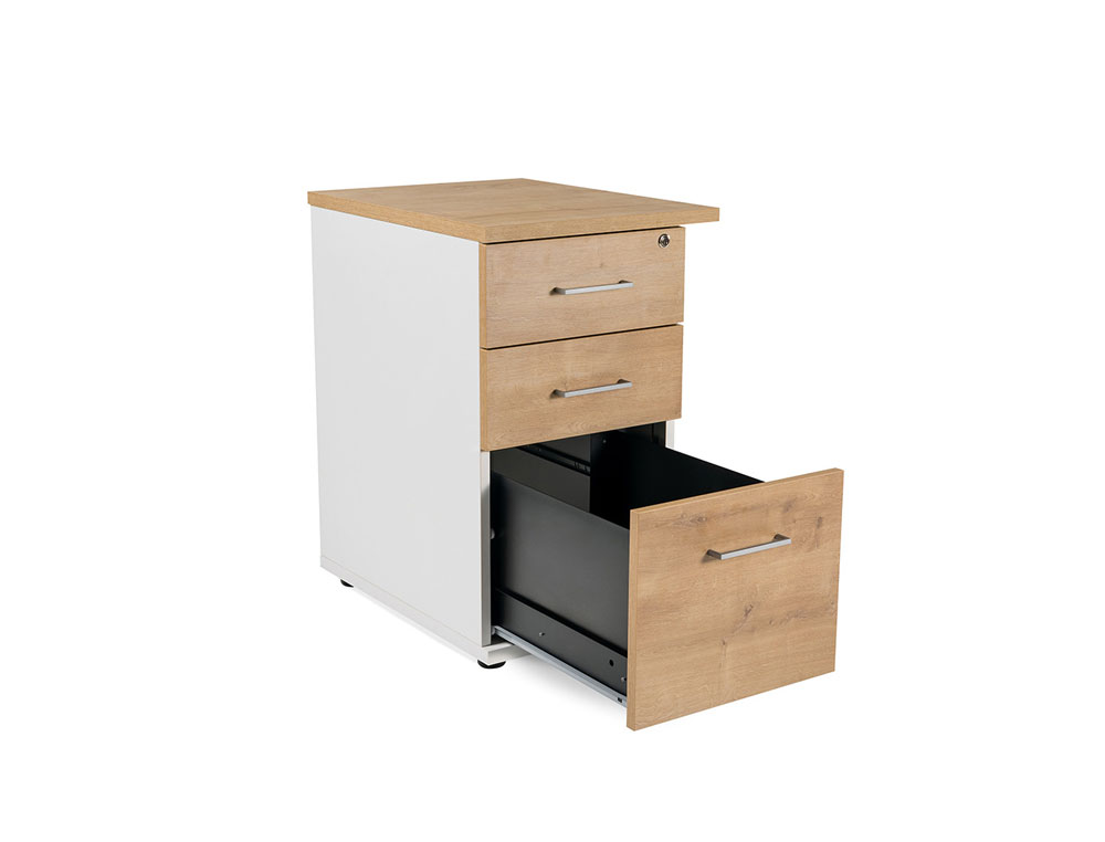 CAJONERA ROCADA CON TRES CAJONES SERIE STORE 60X50X72 CM ACABADO AW04 BLANCO/BLANCO