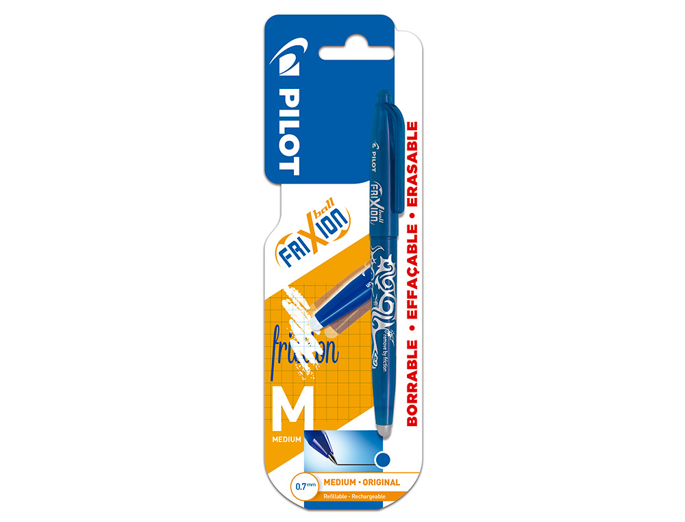 BOLIGRAFO PILOT FRIXION BALL BORRABLE 0,7 MM PUNTA MEDIA AZUL EN BLISTER
