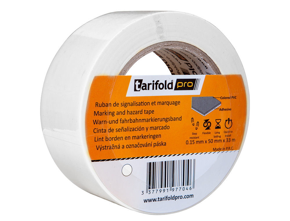 CINTA ADHESIVA TARIFOLD PARA MARCAJE Y SEÑALIZACION DE SUELO 33 MT X 50 MM COLOR BLANCO