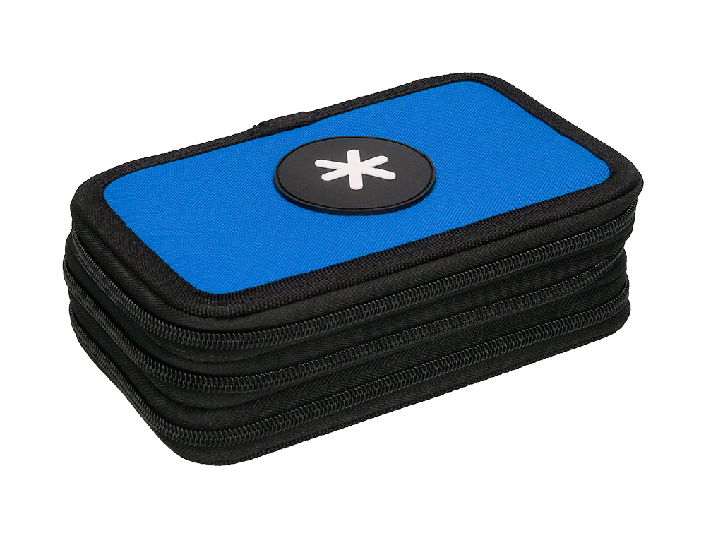 PLUMIER ESCOLAR ANTARTIK TRIPLE CREMALLERA COLOR AZUL 36 PIEZAS