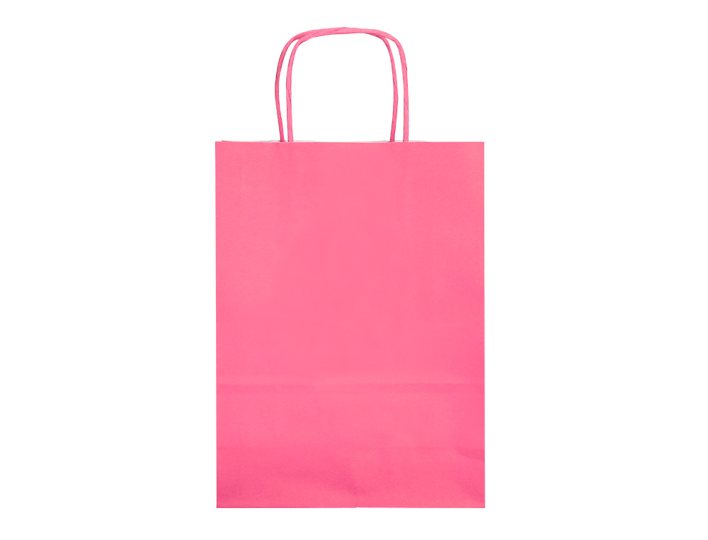 BOLSA PAPEL Q-CONNECT CELULOSA ROSA S CON ASA RETORCIDA 240X320X10 MM