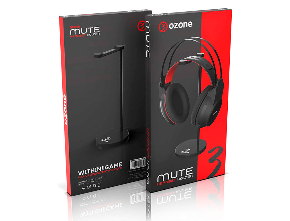 SOPORTE PARA AURICULAR OZONE MUTE ALUMINIO ALTURA 255 MM COLOR NEGRO