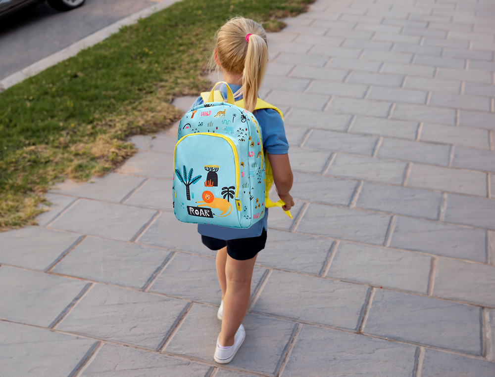 MOCHILA ESCOLAR LIDERPAPEL SAFARI INFANTIL AZUL LEON 330X110X250 MM