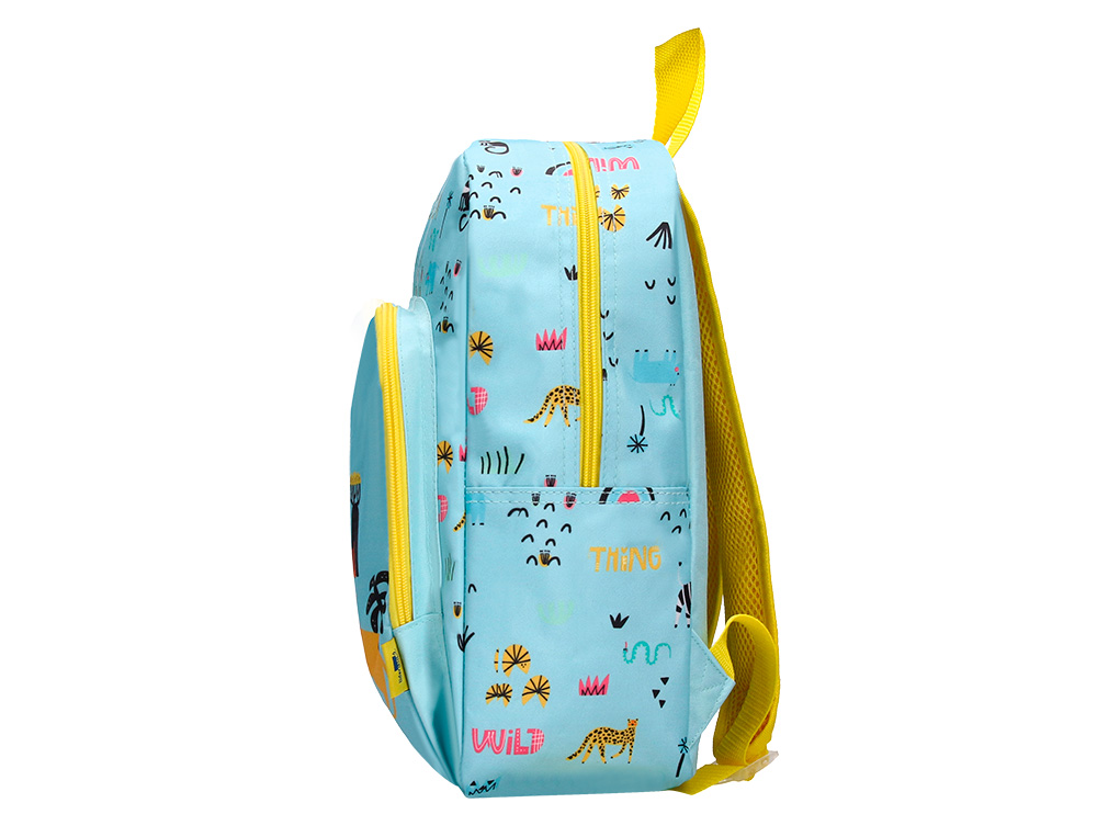 MOCHILA ESCOLAR LIDERPAPEL SAFARI INFANTIL AZUL LEON 330X110X250 MM