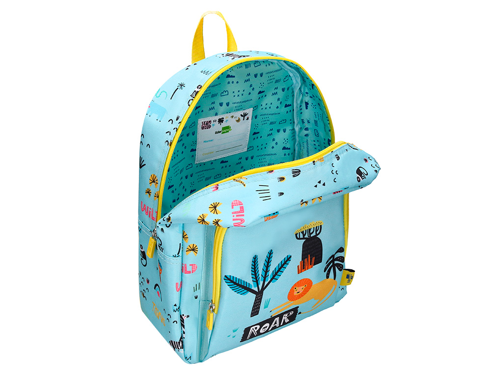 MOCHILA ESCOLAR LIDERPAPEL SAFARI INFANTIL AZUL LEON 330X110X250 MM