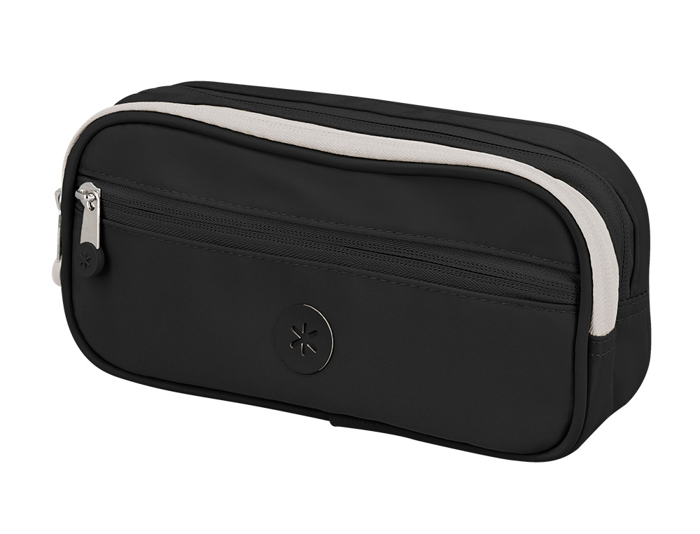 ESTUCHE PORTATODO ANTARTIK FUSION FLEX 3 CREMALLERAS NEGRO COMPAÑERO MOCHILA 100X60X220 MM