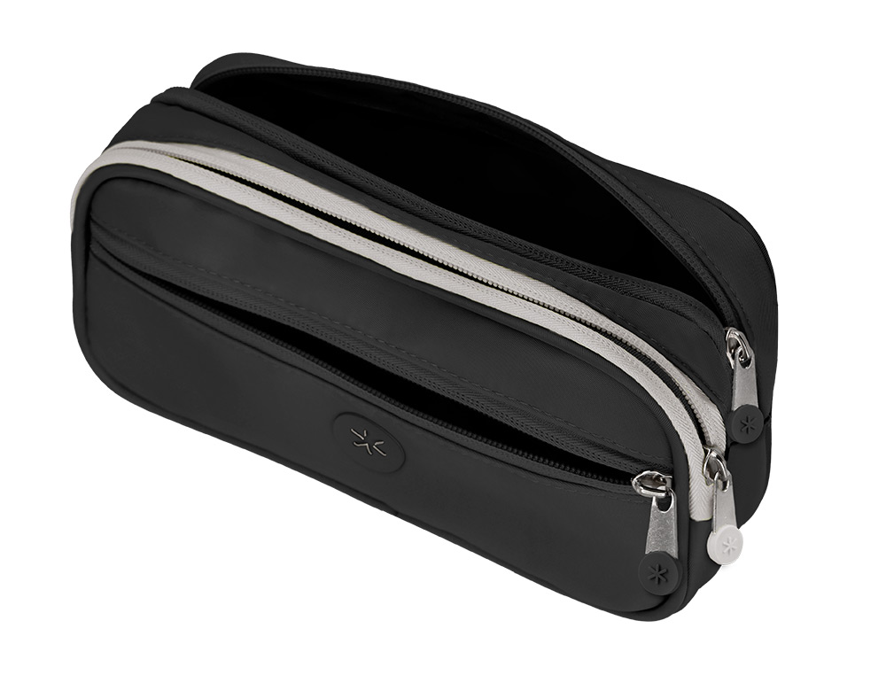 ESTUCHE PORTATODO ANTARTIK FUSION FLEX 3 CREMALLERAS NEGRO COMPAÑERO MOCHILA 100X60X220 MM