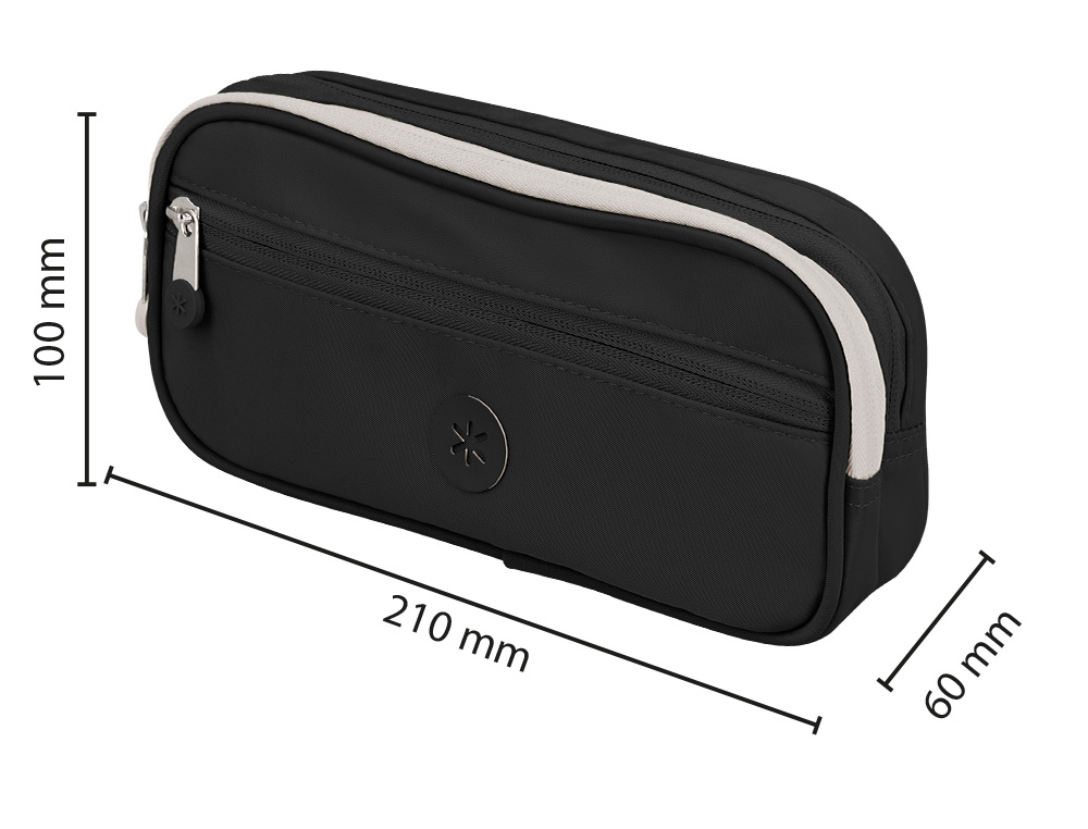 ESTUCHE PORTATODO ANTARTIK FUSION FLEX 3 CREMALLERAS NEGRO COMPAÑERO MOCHILA 100X60X220 MM