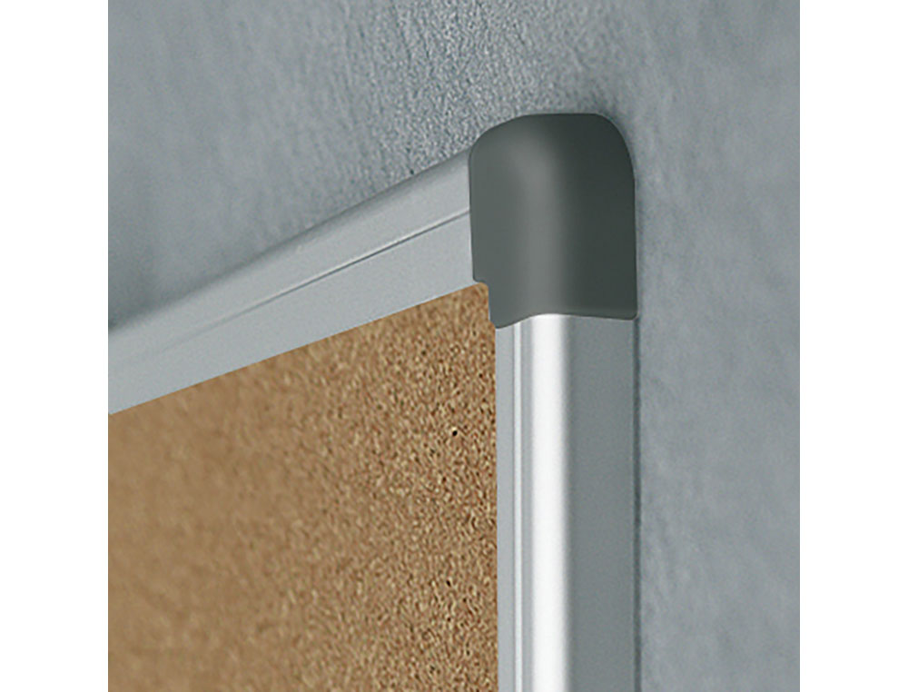 PIZARRA CORCHO ROCADA MARCO ALUMINIO CON CANTONERAS 60X90 CM