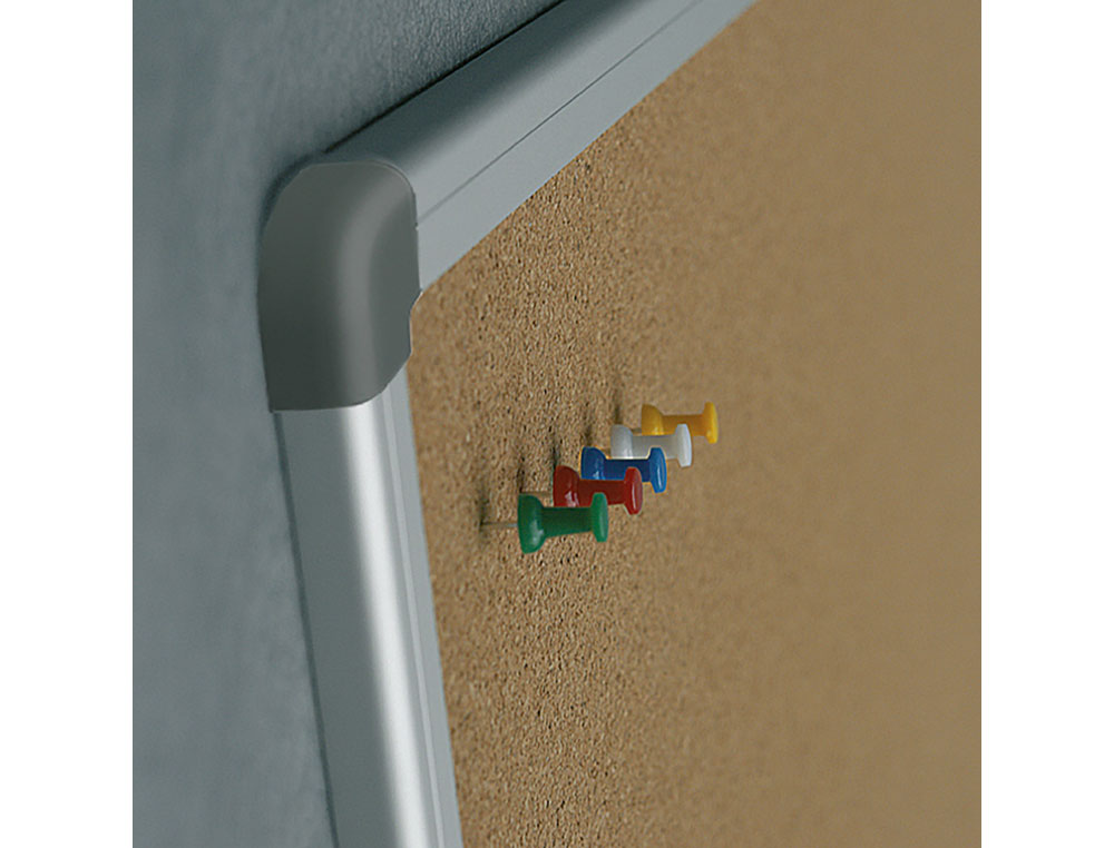 PIZARRA CORCHO ROCADA MARCO ALUMINIO CON CANTONERAS 60X90 CM