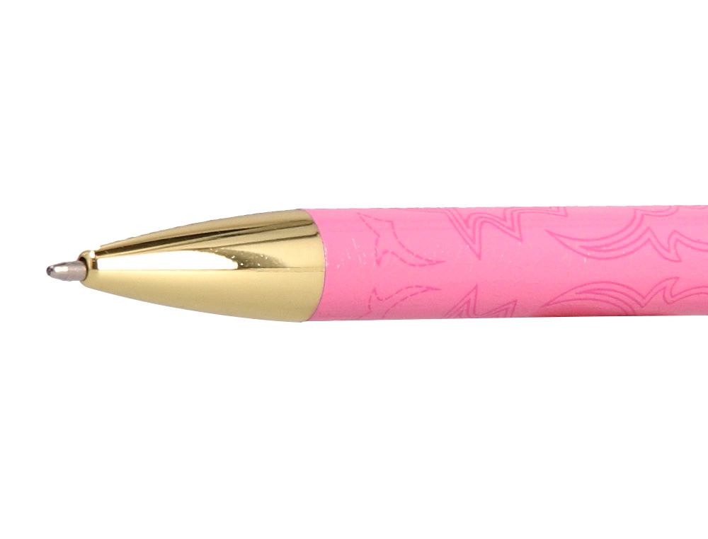 BOLIGRAFO BELIUS WILD WEST ALUMINIO COLOR ROSA DORADO TINTA COLOR AZUL CAJA DE DISEÑO