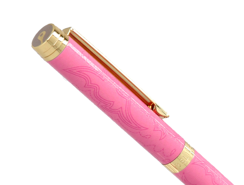 BOLIGRAFO BELIUS WILD WEST ALUMINIO COLOR ROSA DORADO TINTA COLOR AZUL CAJA DE DISEÑO
