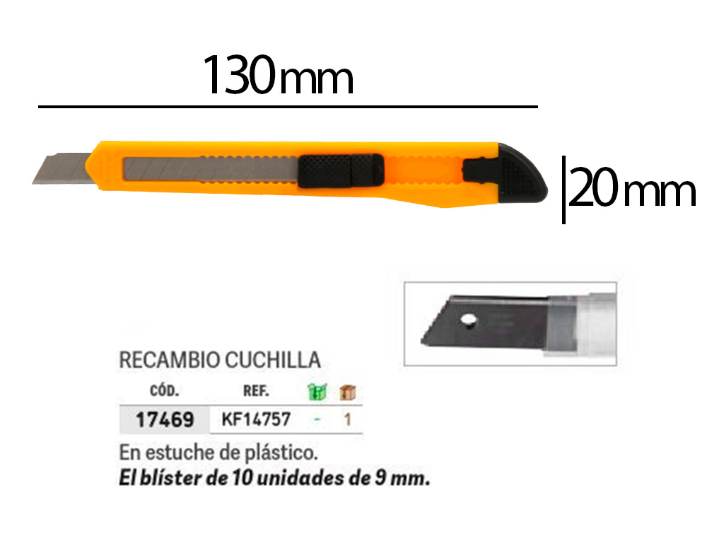 CUTER Q-CONNECT PLASTICO ESTRECHO CUCHILLA 9 MM XD-05