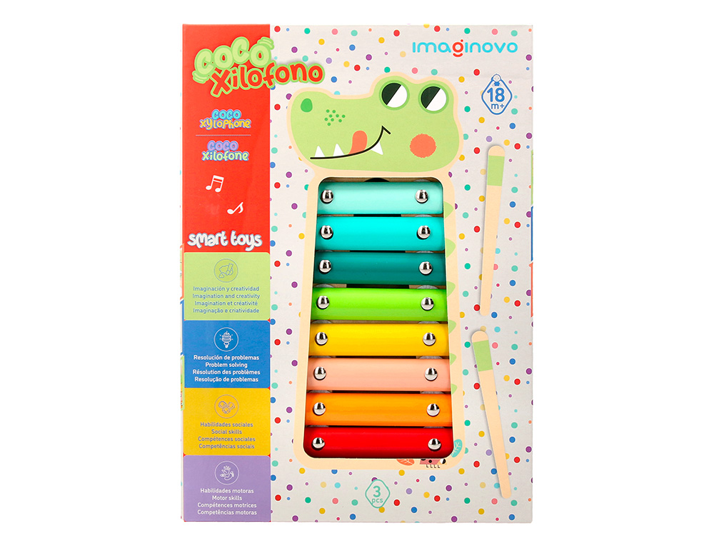 JUEGO INFANTIL IMAGINOVO MADERA XILOFONO INSTRUMENTO MUSICAL COCODRILO +18 MESES 28X14,8X2,5CM