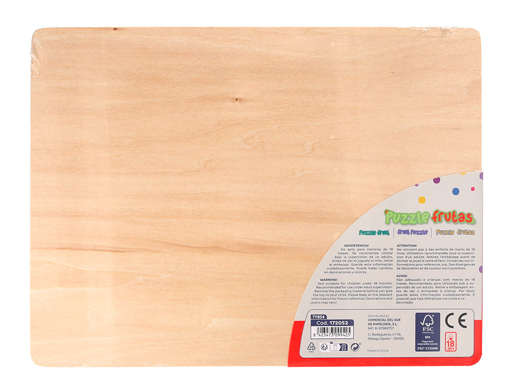 PUZLE INFANTIL IMAGINOVO MADERA FRUTAS +18 MESES 10 PIEZAS 30X22,5X1,5CM