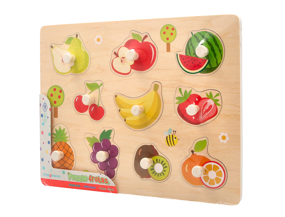 PUZLE INFANTIL IMAGINOVO MADERA FRUTAS +18 MESES 10 PIEZAS 30X22,5X1,5CM