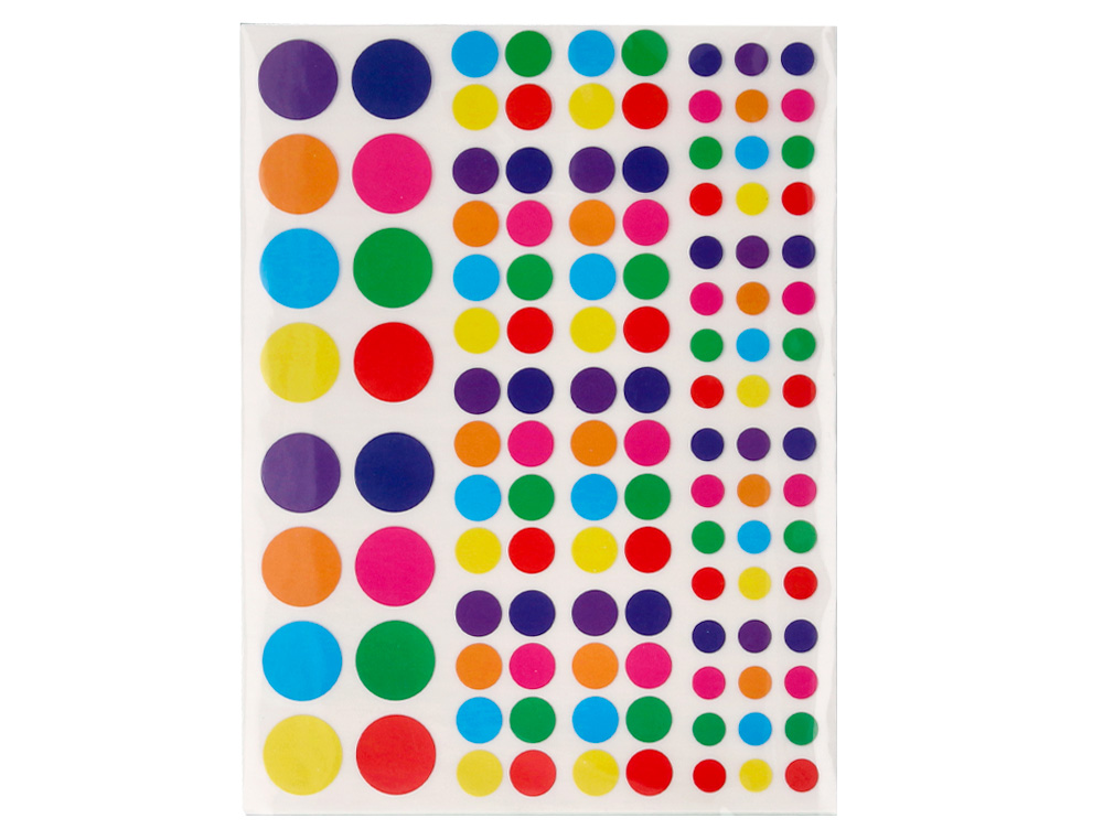 GOMETS LIDERPAPEL AUTOADHESIVO FIGURAS DE COLORES Y TAMAÑOS SURTIDOS BOLSA DE 10 HOJAS 1188 UNIDADES