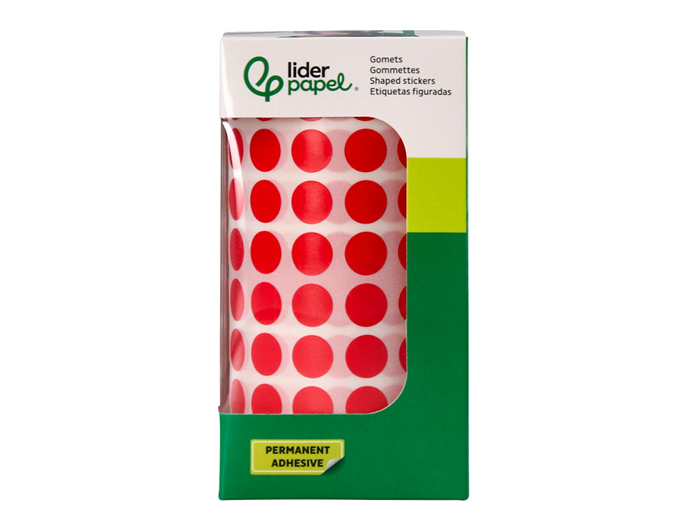 GOMETS LIDERPAPEL AUTOADHESIVO CIRCULOS 10,5 MM ROJO ROLLO DE 6000 UNIDADES EN CAJA DE CARTON