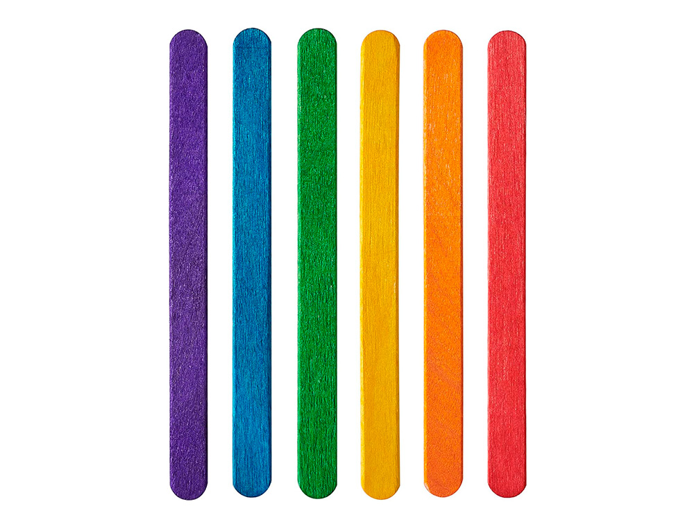 PALITOS DE MADERA LIDERPAPEL COLORES SURTIDOS 11,4X1 CM BOLSA CON 50 UNIDADES
