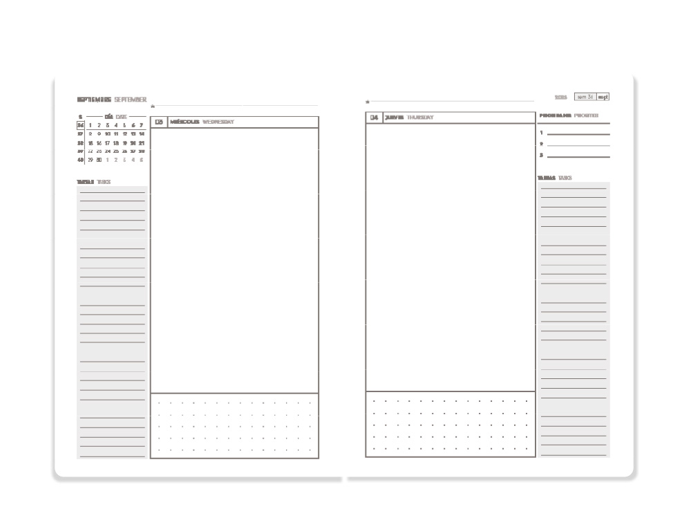 AGENDA ESCOLAR ANTARTIK 25-26 ESPIRAL ESSENTIALS NEGRO DIA PAGINA A5 BILINGÜE PAPEL FSC 80 GR