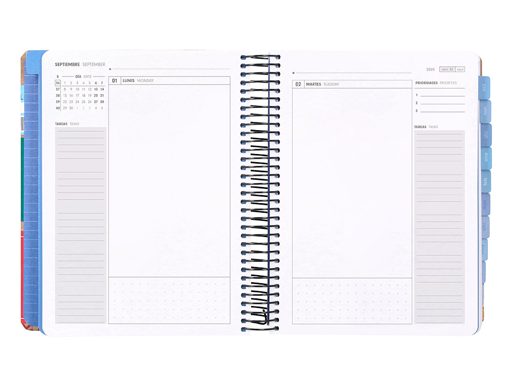 AGENDA ESCOLAR ANTARTIK 25-26 ESPIRAL CARGO DIA PAGINA A5 BILINGÜE PAPEL FSC 80 GR