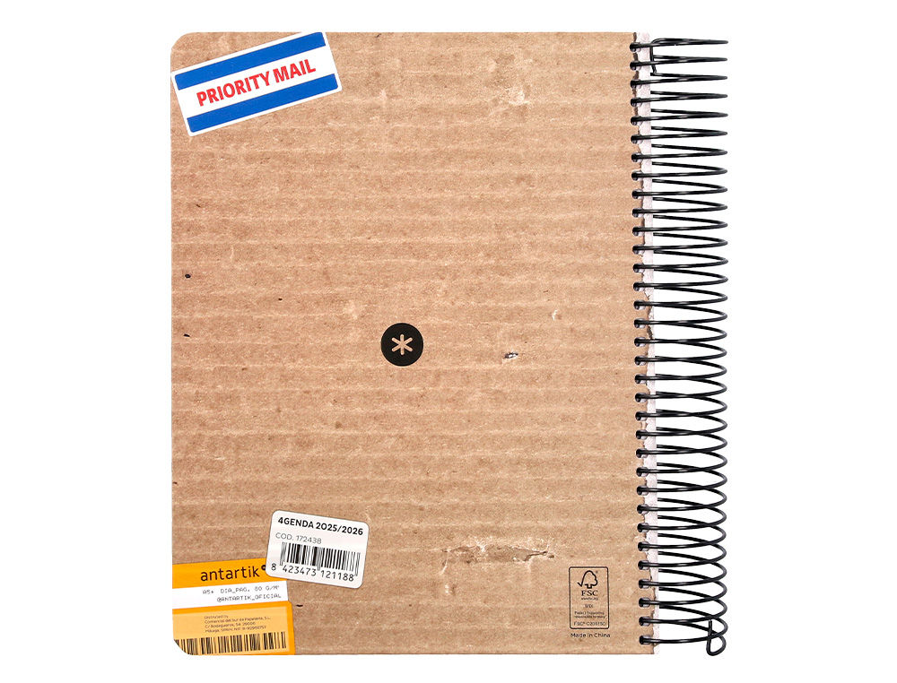 AGENDA ESCOLAR ANTARTIK 25-26 ESPIRAL CARGO DIA PAGINA A5 BILINGÜE PAPEL FSC 80 GR