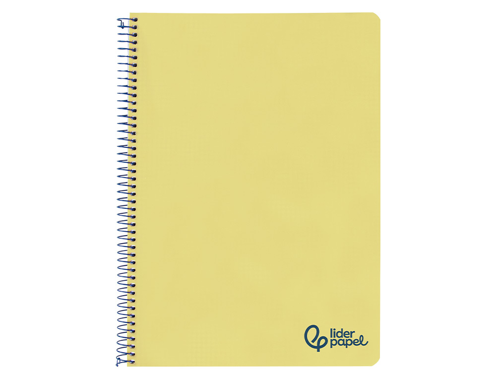 CUADERNO ESPIRAL LIDERPAPEL A4 WONDER TAPA PLASTICO 80H 90GR PAUTA ANCHA 3,5MM CON MARGEN COLOR AMARILLO