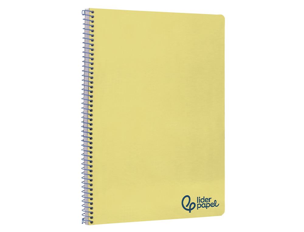 CUADERNO ESPIRAL LIDERPAPEL A4 WONDER TAPA PLASTICO 80H 90GR PAUTA ANCHA 3,5MM CON MARGEN COLOR AMARILLO