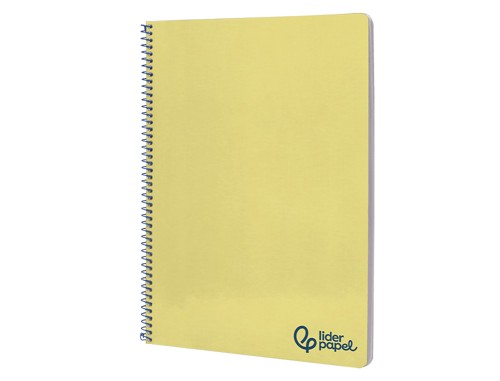 CUADERNO ESPIRAL LIDERPAPEL A4 WONDER TAPA PLASTICO 80H 90GR PAUTA ANCHA 3,5MM CON MARGEN COLOR AMARILLO