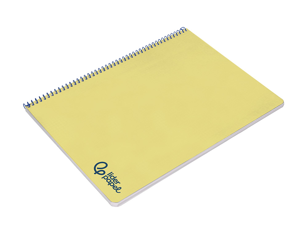 CUADERNO ESPIRAL LIDERPAPEL A4 WONDER TAPA PLASTICO 80H 90GR PAUTA ANCHA 3,5MM CON MARGEN COLOR AMARILLO