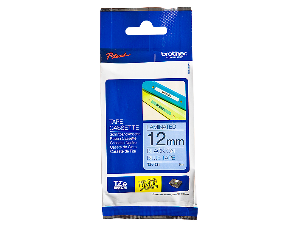 CINTA BROTHER TZE531 AZUL-NEGRO 12MM LONGITUD 8 MT