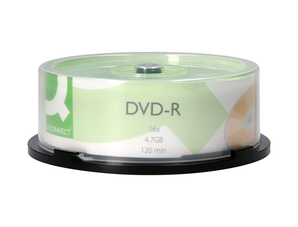 DVD-R Q-CONNECT CAPACIDAD 4,7GB DURACION 120MIN VELOCIDAD 16X BOTE DE 25 UNIDADES