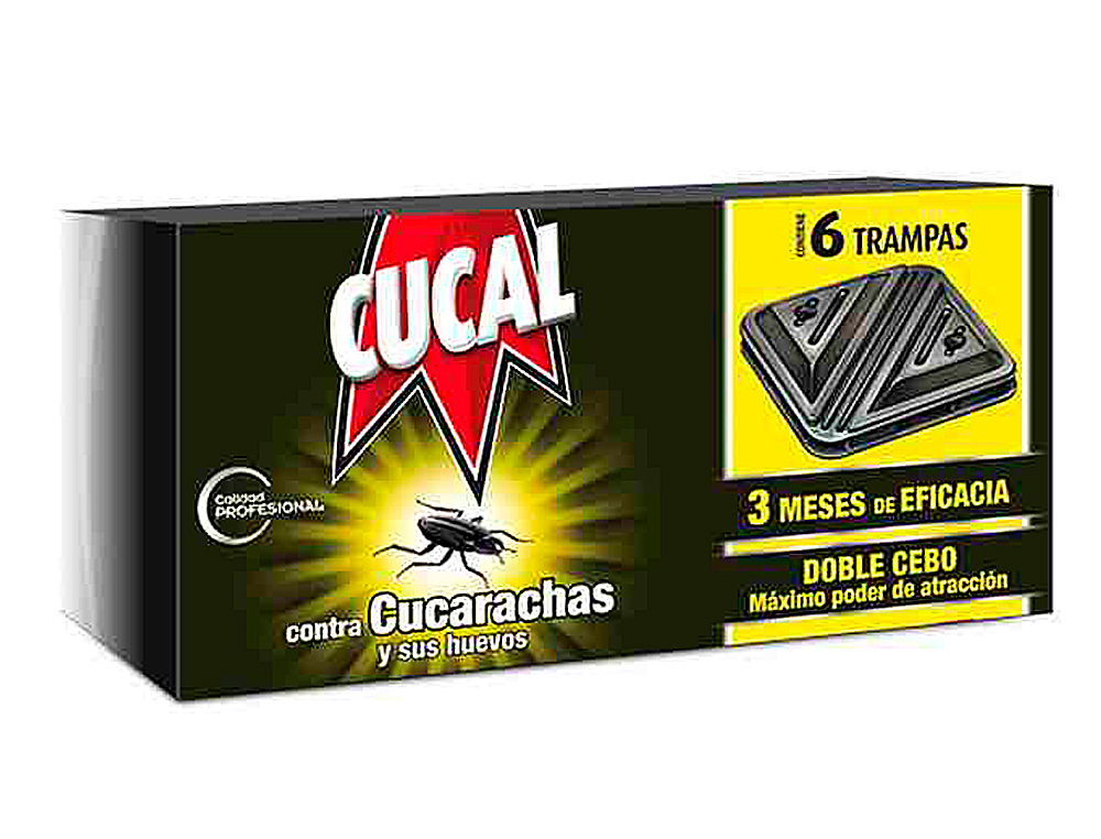 TRAMPA CUCAL CONTRA CUCARACHAS Y HUEVOS DOBLE CEBO 3 MESES DE EFICACIA PACK DE 6 TRAMPAS