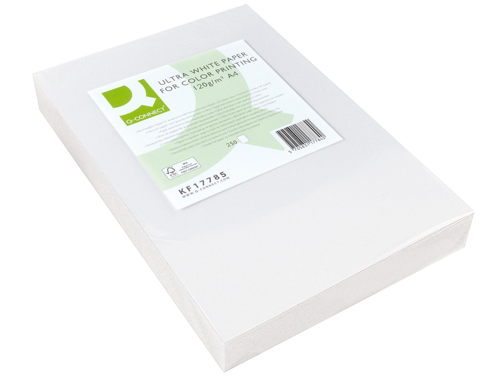 PAPEL FOTOCOPIADORA Q-CONNECT ULTRA WHITE DIN A4 120 GRAMOS PAQUETE DE 250 HOJAS