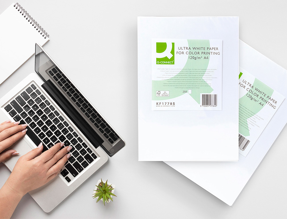 PAPEL FOTOCOPIADORA Q-CONNECT ULTRA WHITE DIN A4 120 GRAMOS PAQUETE DE 250 HOJAS