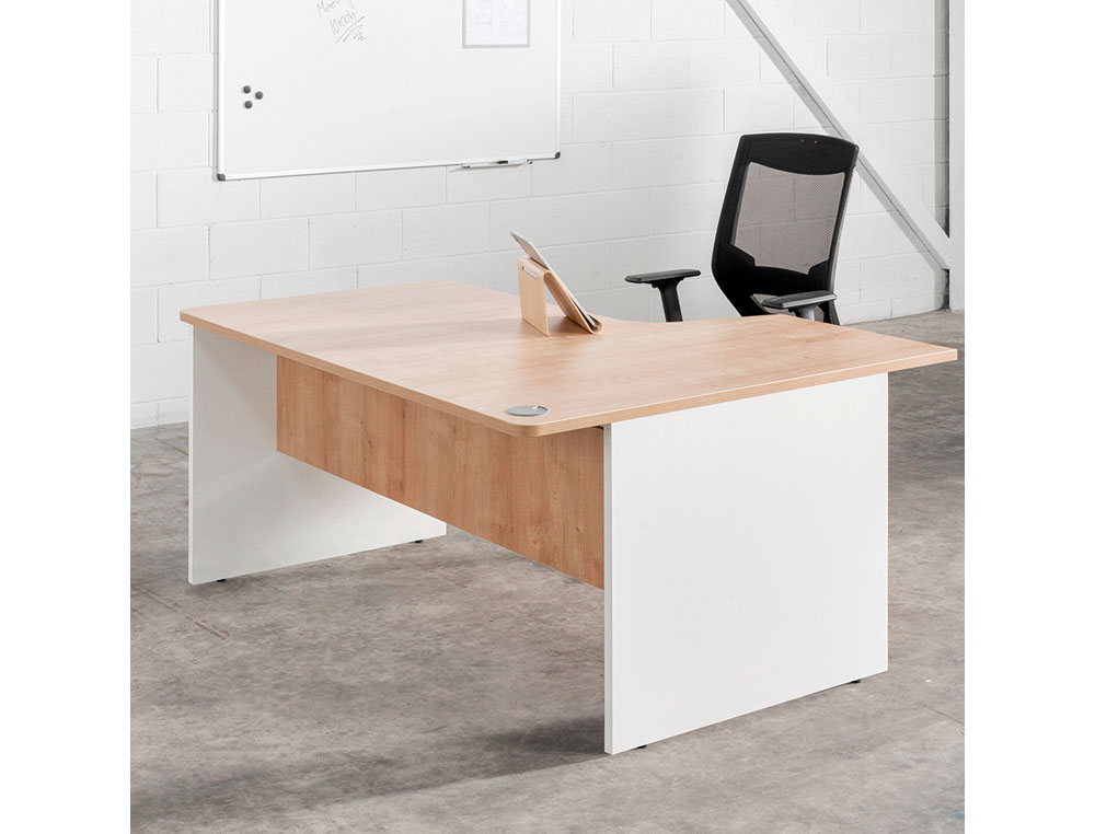 MESA ROCADA SERIE WORK 160X120 CM IZQUIERDA ACABADO AN02 GRIS/GRIS