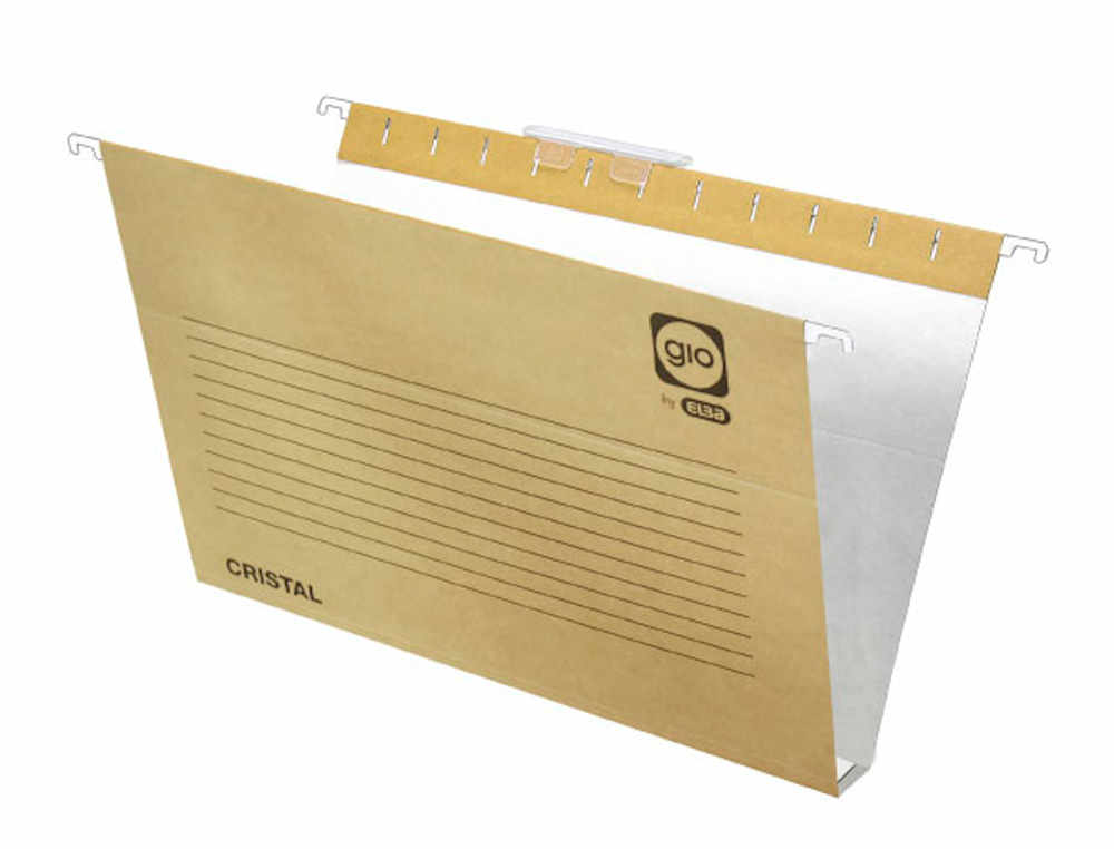 CARPETA COLGANTE GIO DIN A4 VISOR SUPERIOR CORTO CRISTAL KRAFT BICOLOR ECO LOMO 30 MM