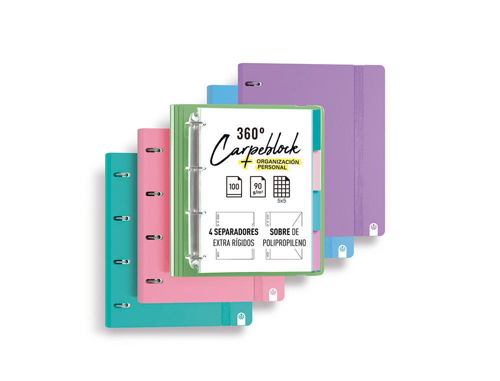 CARPETA CARPEBLOCK CARCHIVO DIN A4 FOAM CON RECAMBIO BONUS 360º SOFT STYLE COLOR VERDE LIMA