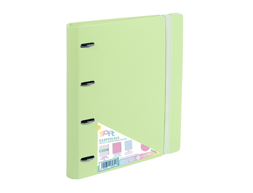 CARPETA CARPEBLOCK CARCHIVO DIN A4 FOAM CON RECAMBIO BONUS 360º SOFT STYLE COLOR VERDE LIMA