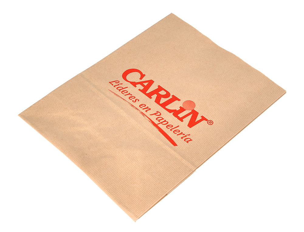 BOLSA KRAFT VERJURADO ASA PLANA CARLIN 32X12X41 CM 90 GR CAJA DE 250 UNIDADES