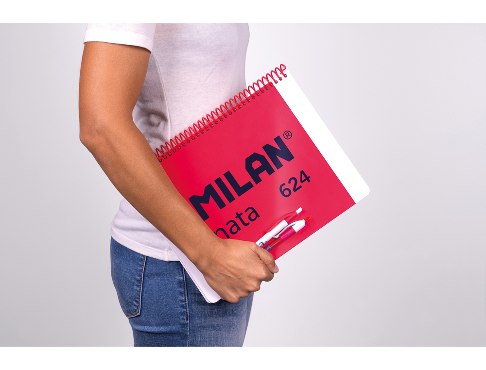 CUADERNO ESPIRAL MILAN SERIE NATA 624 SINCE 1918 DIN A4 TAPA DURA 80 HOJAS 95 GR CUADRO 5 MM COLOR ROSA